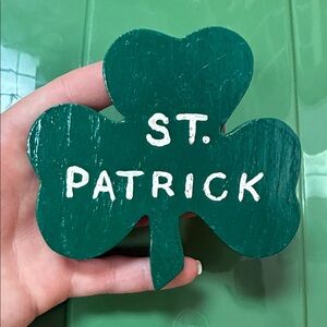 Wooden Painted Green St. Patrick's Shamrock Magnet